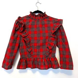 English factory plaid ruffle blouse